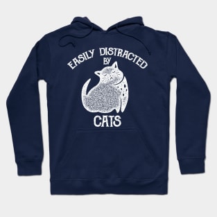 Easily Distracted by Cats - White Hoodie